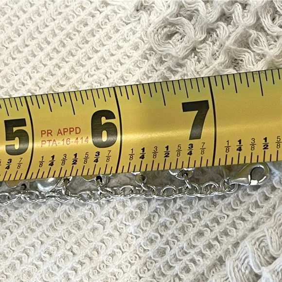 Vintage Jacmel Mauritius JCM Sterling Silver 925 Puffy Heart Charm Bracelet 7.5” - Picture 5 of 5